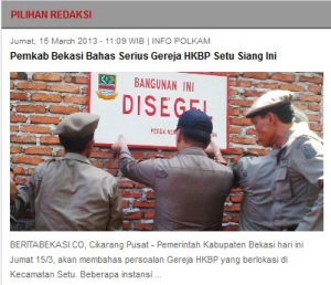 Pemerintah Bekasi menyegel tempat ibadah umat HKBP