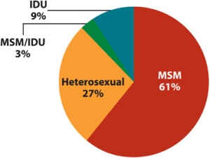 Diagram HIV infeksi in AS 2009 oleh katagory transmisi
