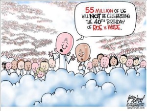 Karikatur 55 juta bayi diaborsi di Amerika Serikat sejak 1973