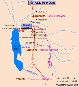 Peta Israel di Moab sebelum masuk Yerikho