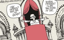 karikatur Paus Francis tentang pendeta homo di Gereja Katolik